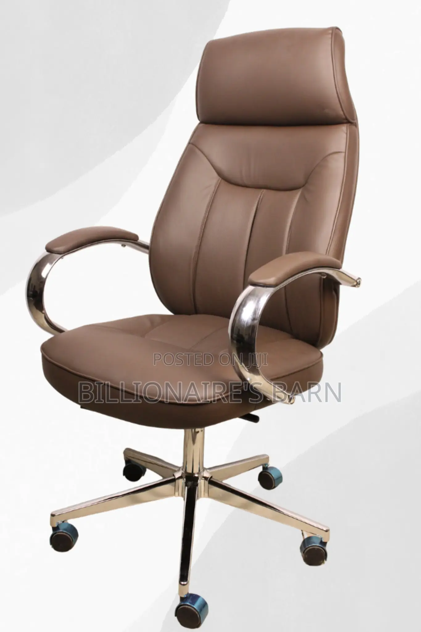 Office Chair; Leather Armrest Executive Chair Brown