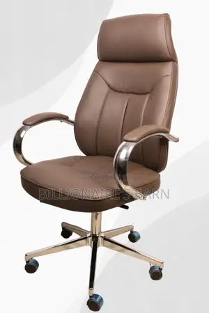 Office Chair; Leather Armrest Executive Chair Brown