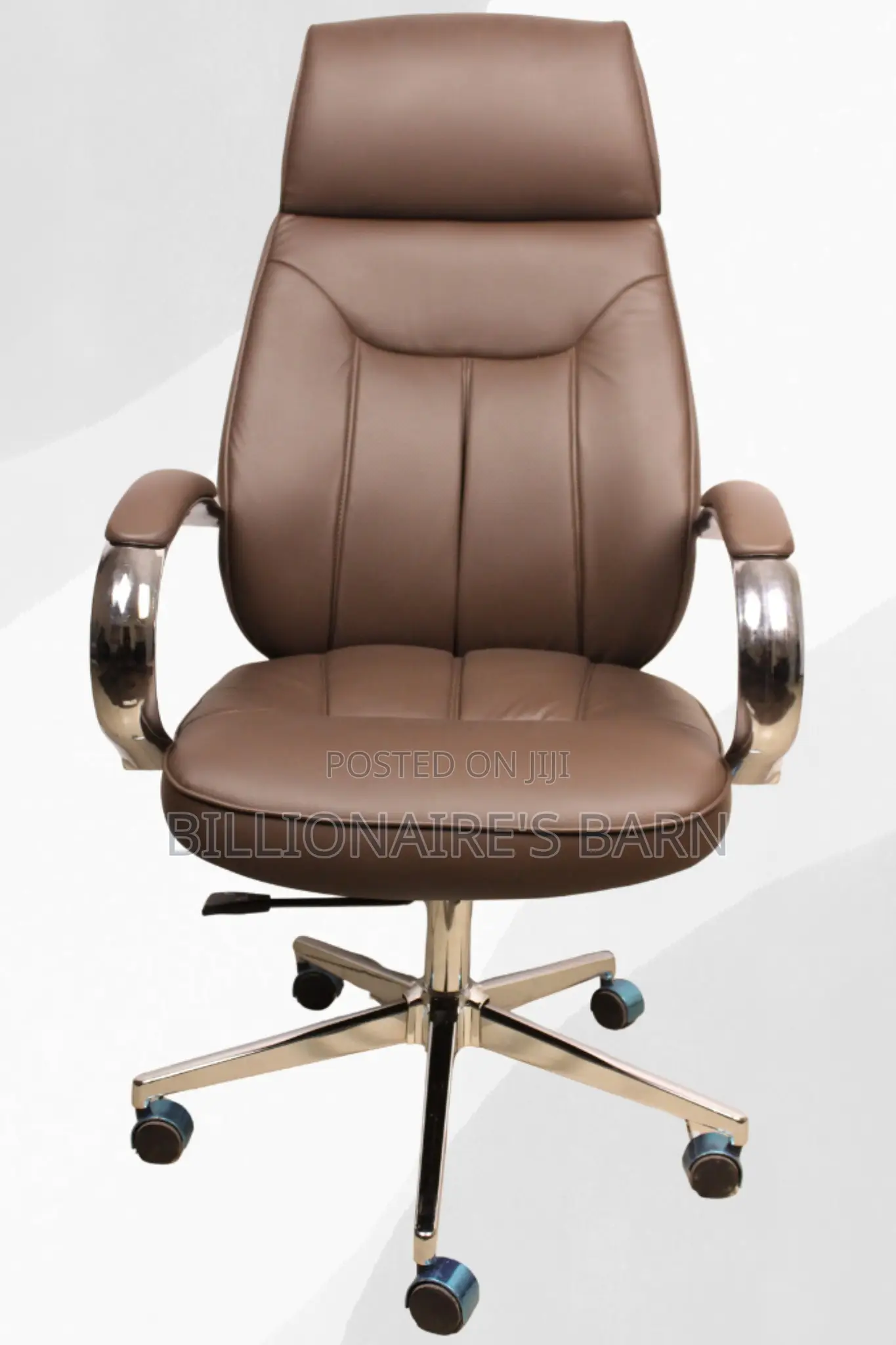 Office Chair; Leather Armrest Executive Chair Brown
