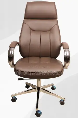 Office Chair; Leather Armrest Executive Chair Brown