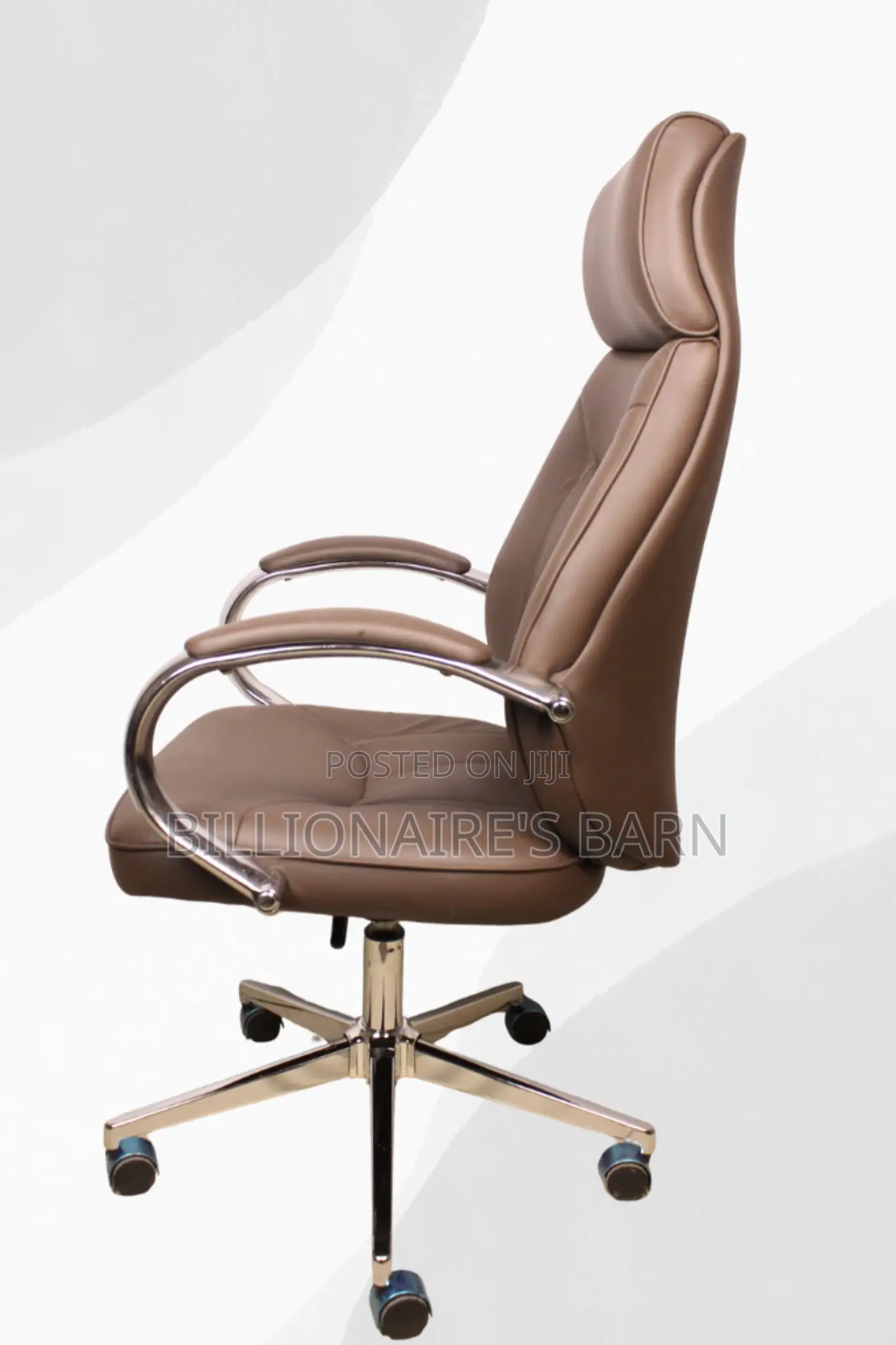 Office Chair; Leather Armrest Executive Chair Brown