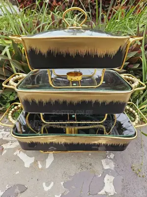 !!Restocked 3pcs White  Gold  Ceramic Chaffing Dish