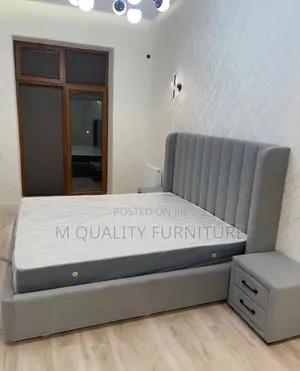 Gray King Size Bed With Side Drawers