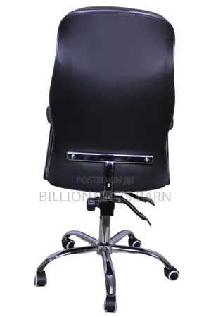 Office Chair: High Back Black Leather Chair With Armrest