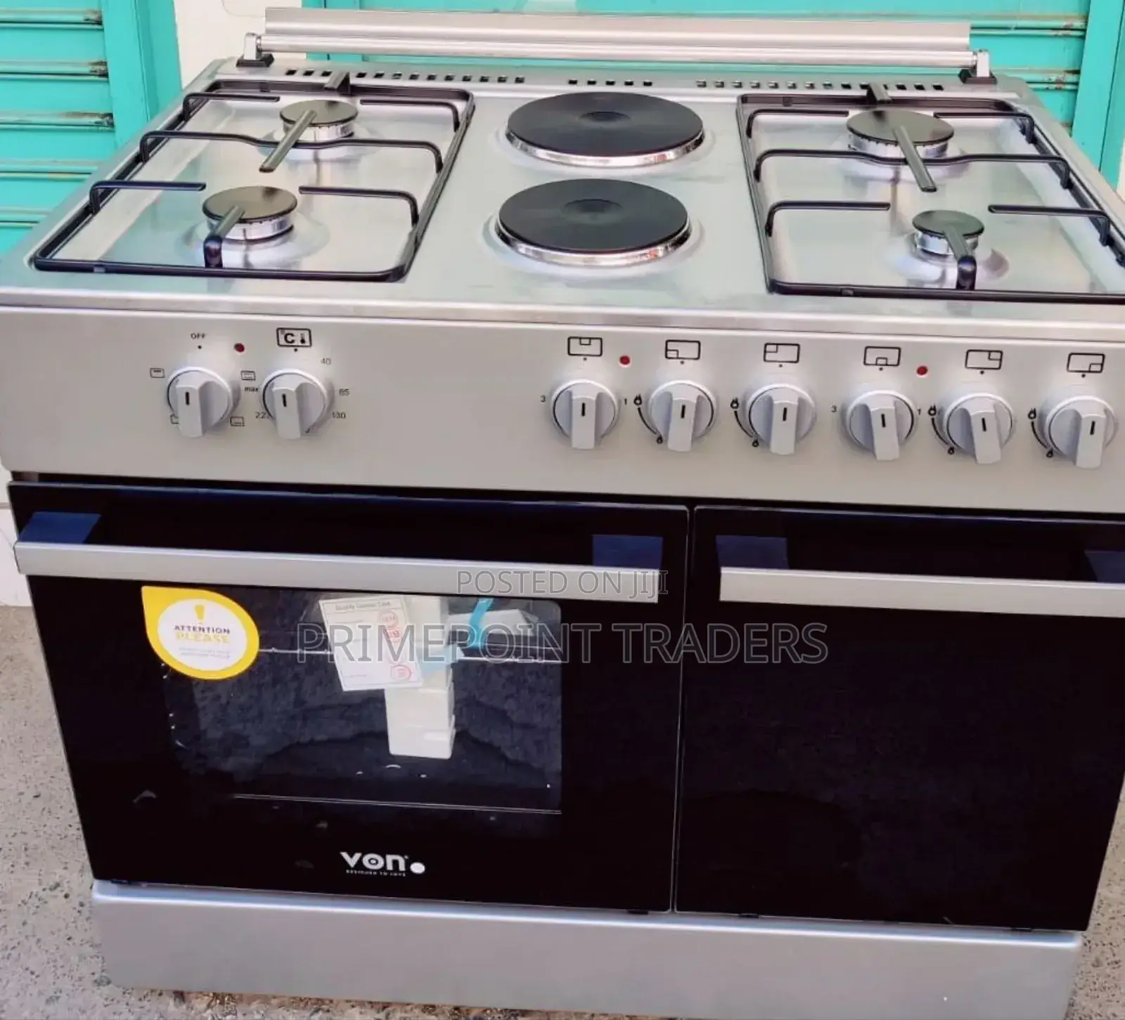 Von Cooker 4 Gas + Electric Oven Vac6fe40uk Graphite Black