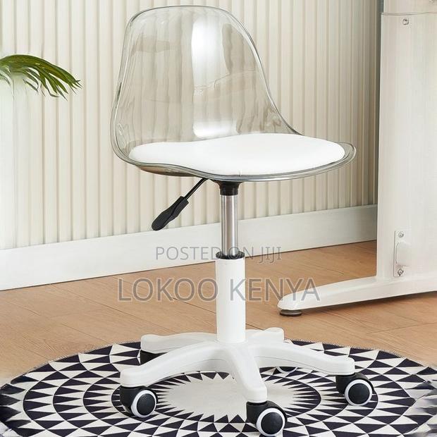 Office Barstool : Rolling Clear Office Stool With Wheels - main view