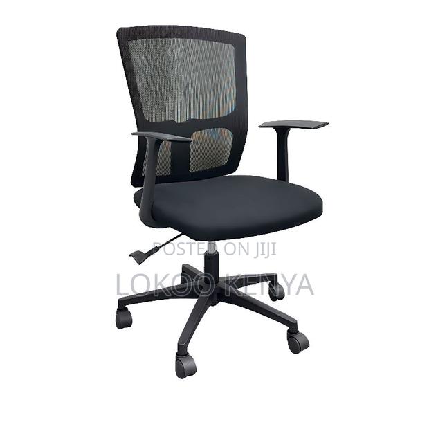 Office Chair : Black Office Seating – Mid Back - thumbnail 2