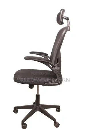 Office Chair; Ergonomic Swivel Gray Office Chair Flip Up