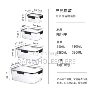 4pcs Food Storage Containers
3800ml,2280ml,1300ml,540ml
