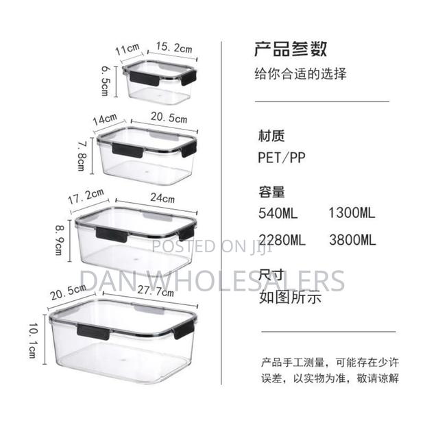 4pcs Food Storage Containers3800ml,2280ml,1300ml,540ml - thumbnail 4