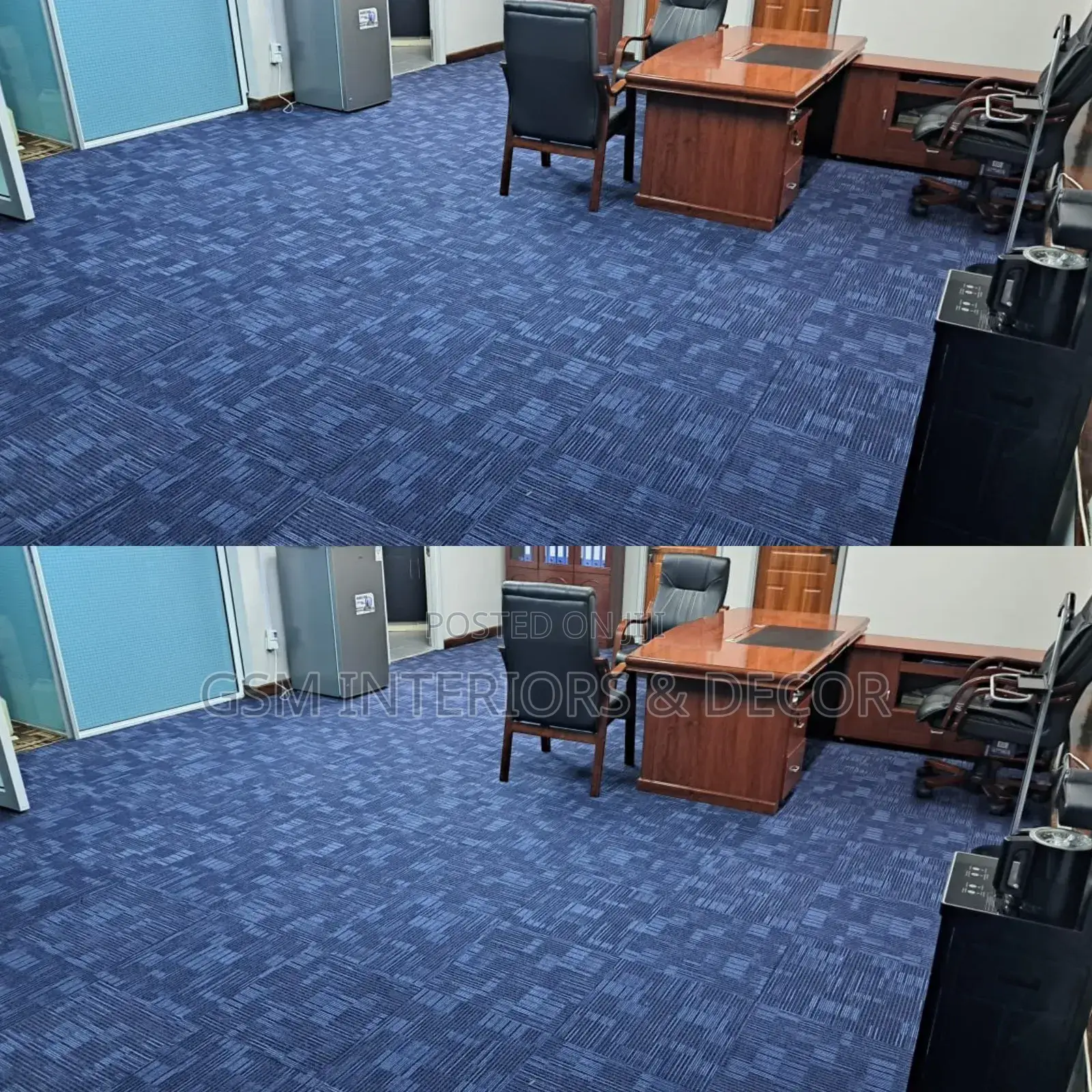 N. Blue Carpet Tiles With Rubber Backing Pads