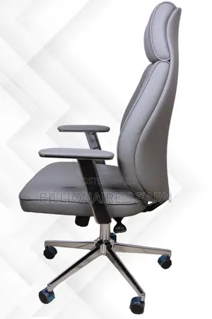 Ffice Chair: Leather Gray Executive Chrome Chair
