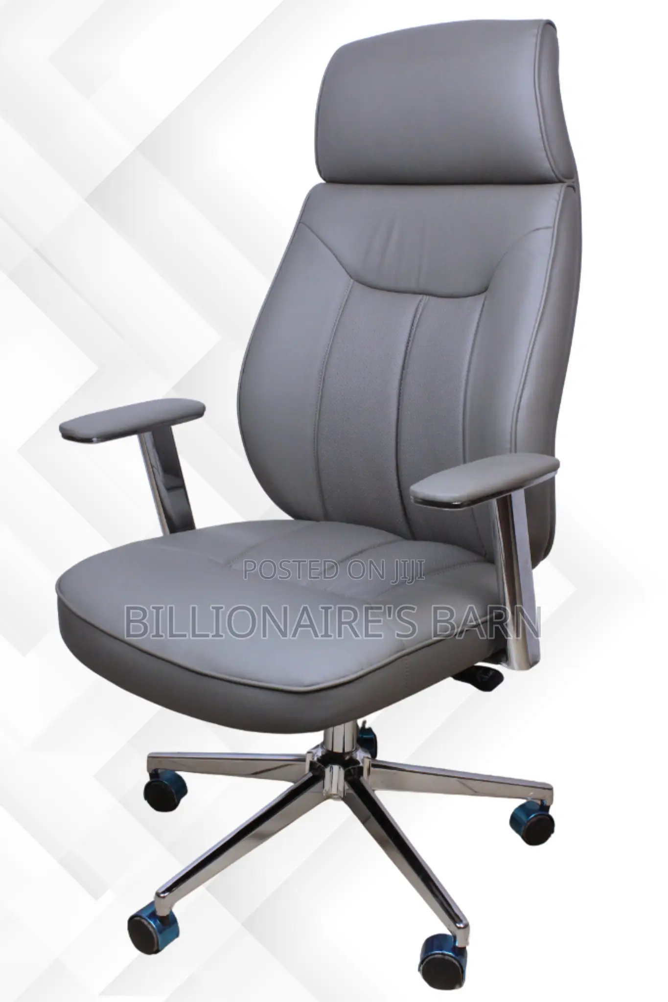 Ffice Chair: Leather Gray Executive Chrome Chair