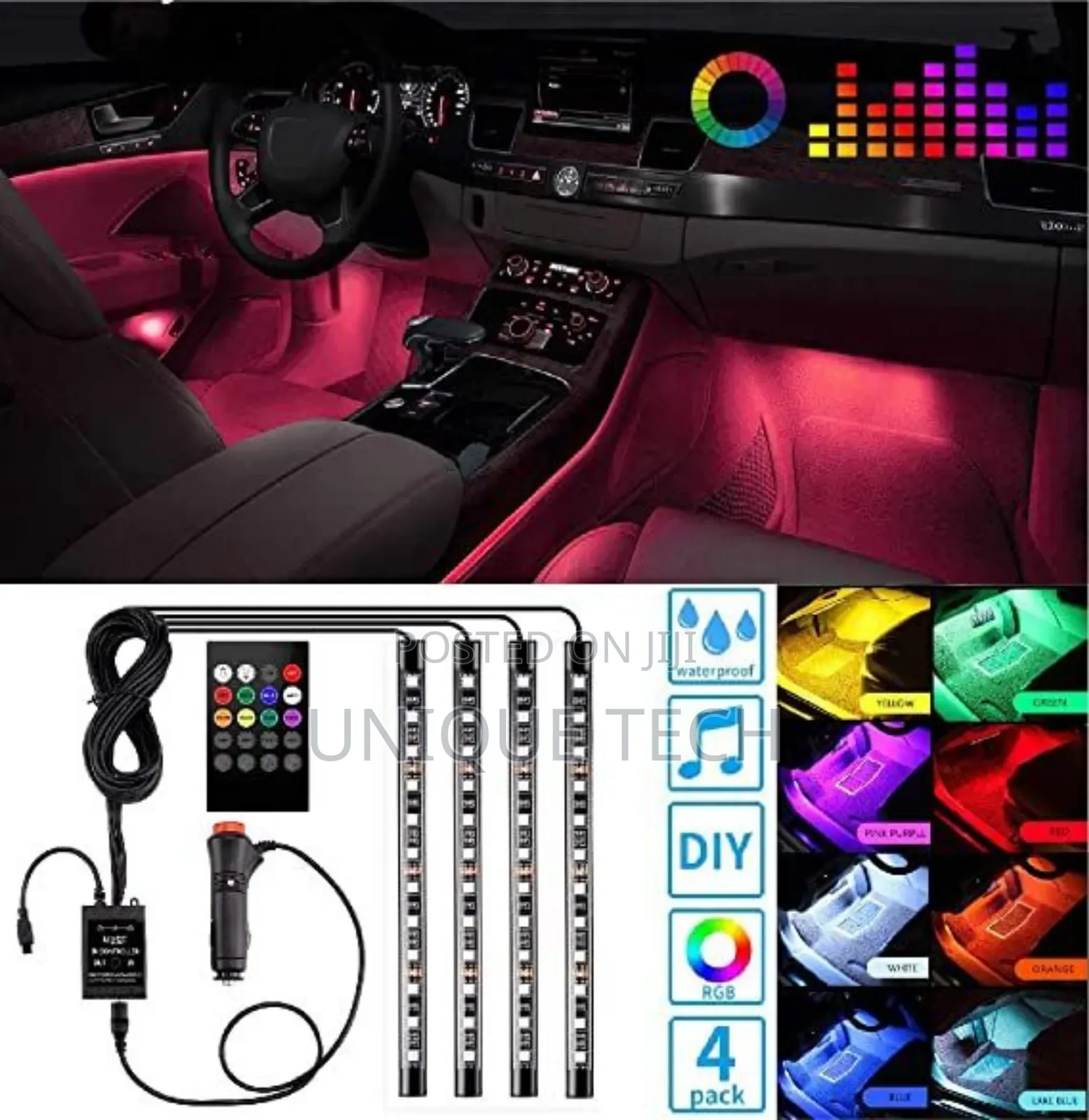 4 in 1 Car Interior RGB Led Light Kit