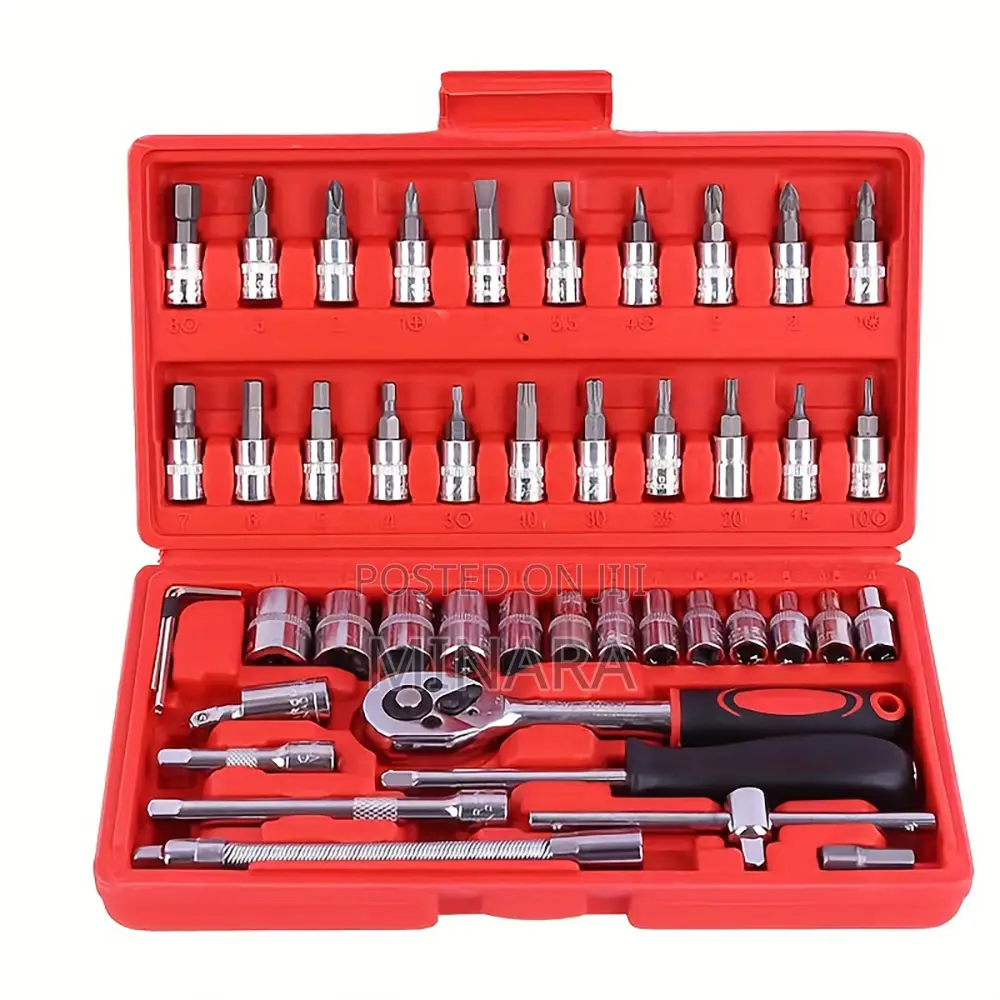 46 Pcs, 1/4" Drive Socket Tool Kit, Ratchet Wrench Set