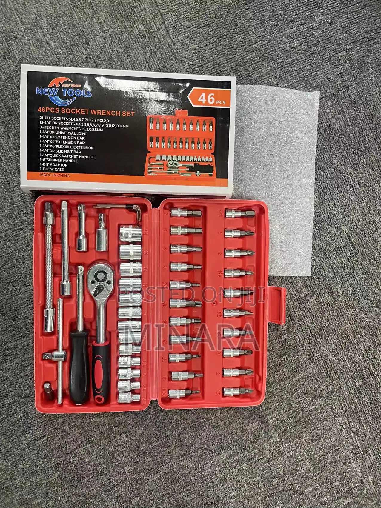 46 Pcs, 1/4" Drive Socket Tool Kit, Ratchet Wrench Set