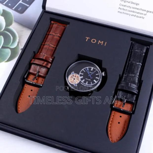Tomi Black Dual Strap Quartz Watch for Men