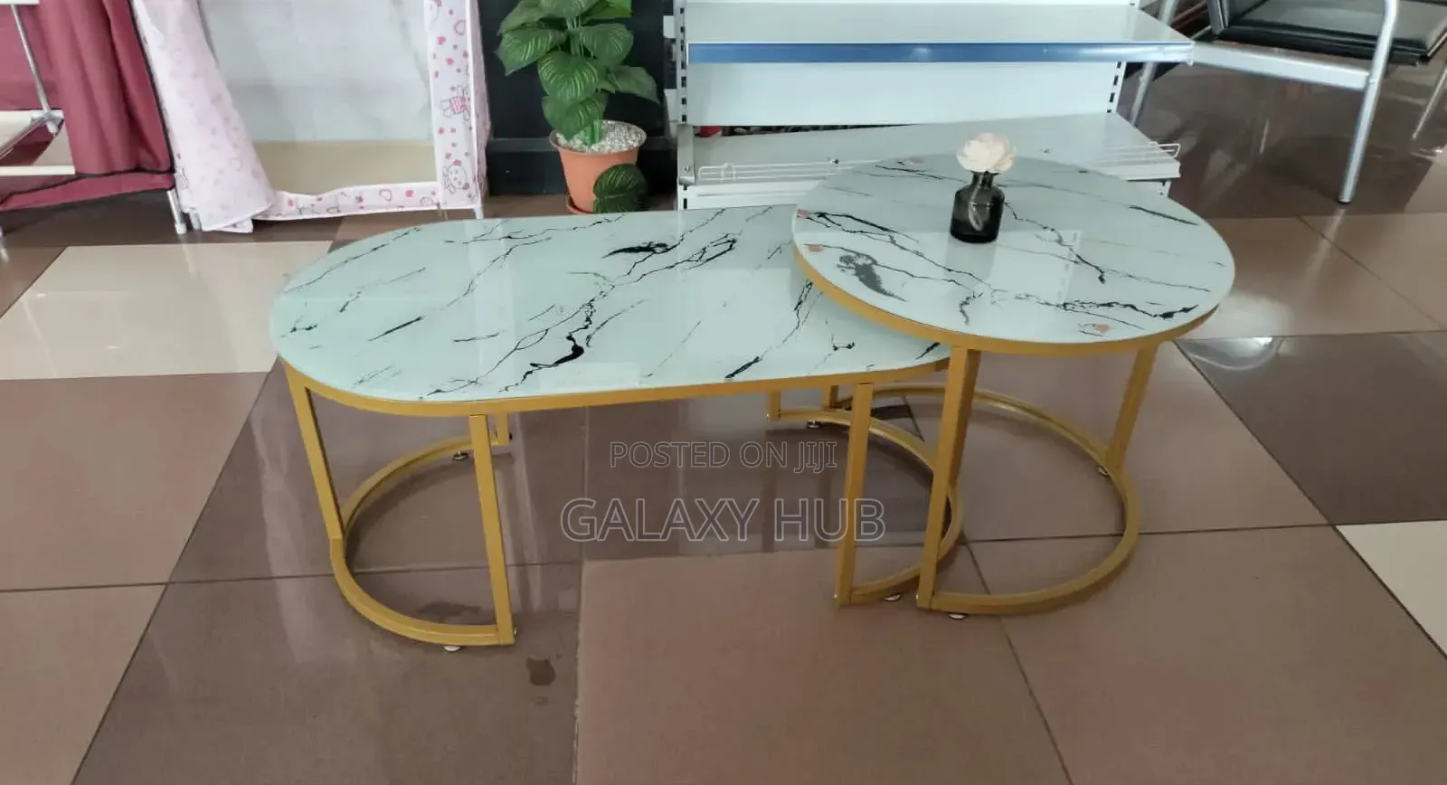 White Marble Coffee Table(Glass Effect )