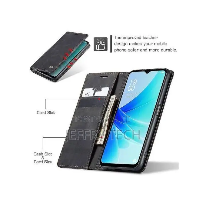 Wallet Black Retr Leather Flip Cover Case for Tecno Spark 10