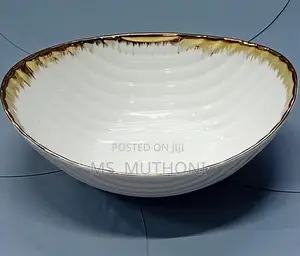 27cm(10.5") Oval Ceramic Serving Bowl With a Gold Effects*