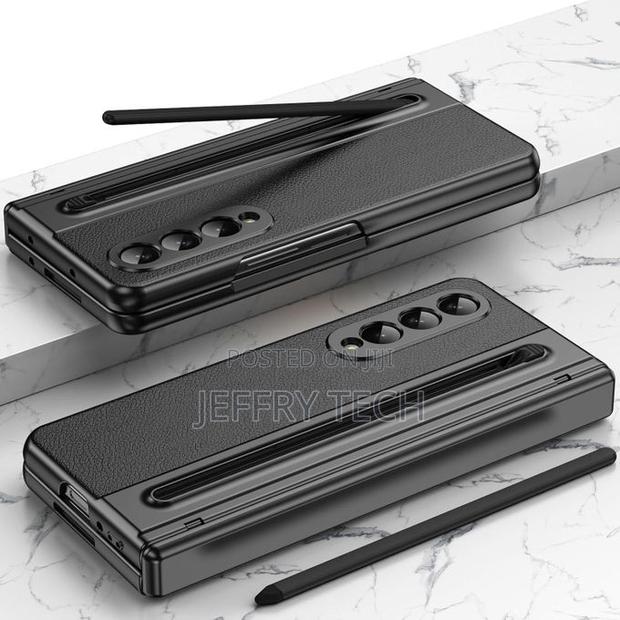Leather Case for Samsung Galaxy Fold 4 With S Pen Slot Hinge
