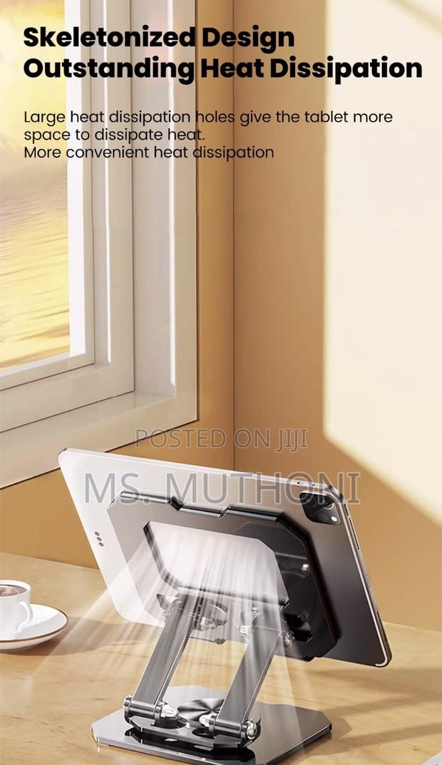 Tablet Stand Adjustable Foldable Desktop Stand (360 Rotation - thumbnail 4