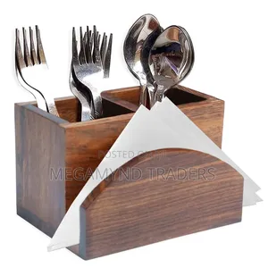 Wood Napkins and Double Cutlery Stand/Cutlery Holder