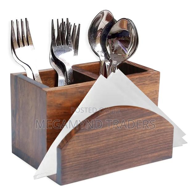 Wood Napkins and Double Cutlery Stand/Cutlery Holder