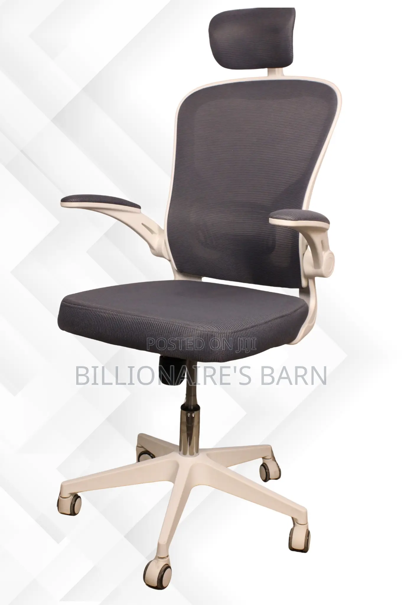 Office Chair; Adjustable Headrest White