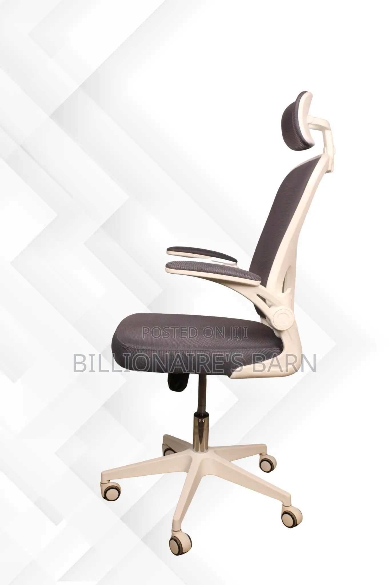 Office Chair; Adjustable Headrest White