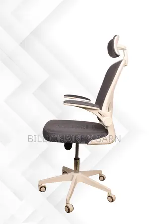 Office Chair; Adjustable Headrest White