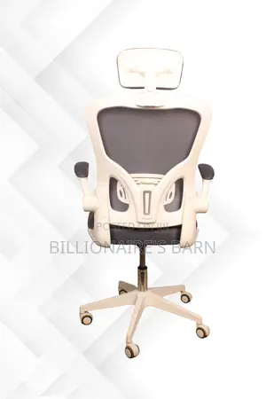 Office Chair; Adjustable Headrest White