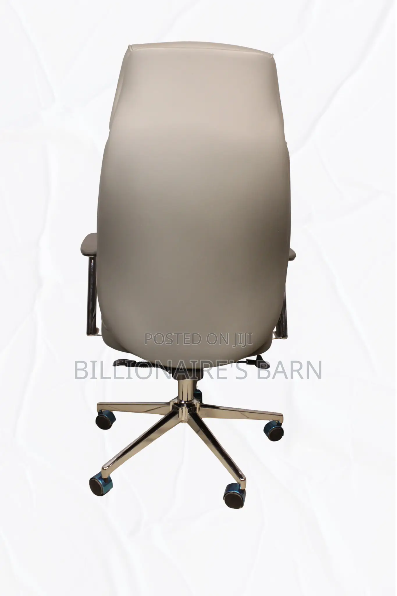 Office; Gray Durable Leather Swivel Chair With Neck Support