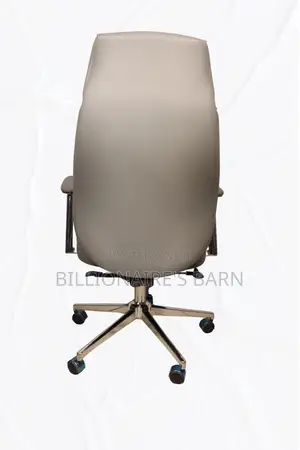 Office; Gray Durable Leather Swivel Chair With Neck Support