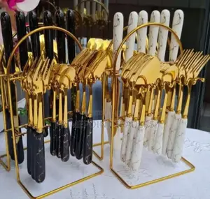Heavy Marble Gold Cutlery Sets 
24 Pcs° 