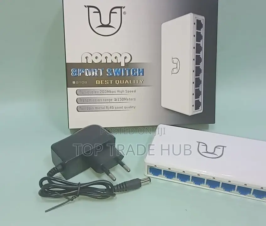 Alpha 8 Port Ethernet Switch 200mpbs Max Speed