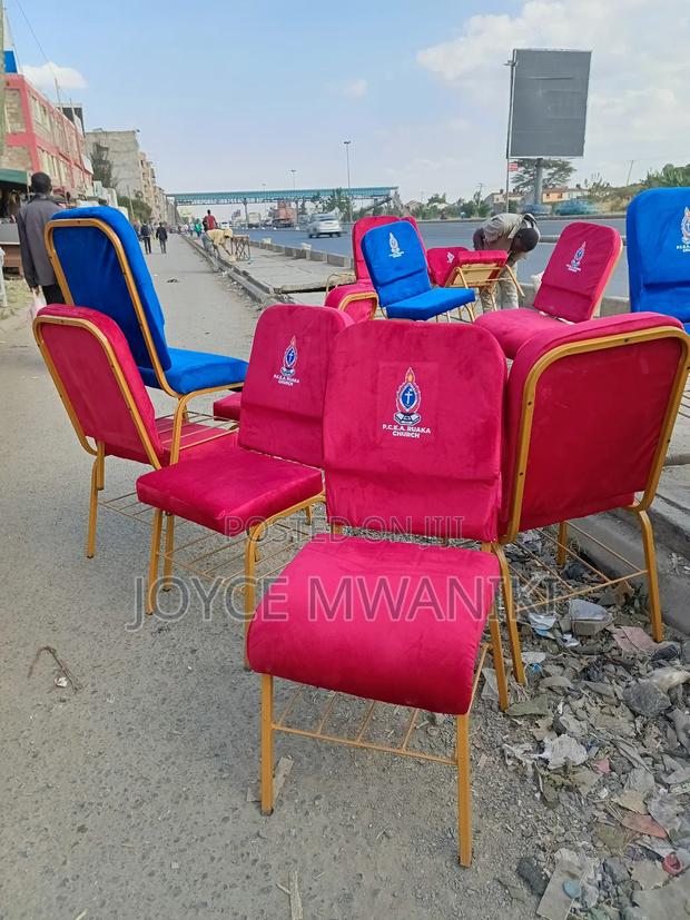 Church Chairs, Branded, Red and Blue - main view