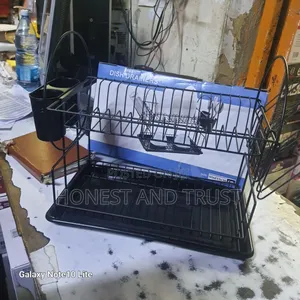 2 Layer Unique Design Dish Rack Black