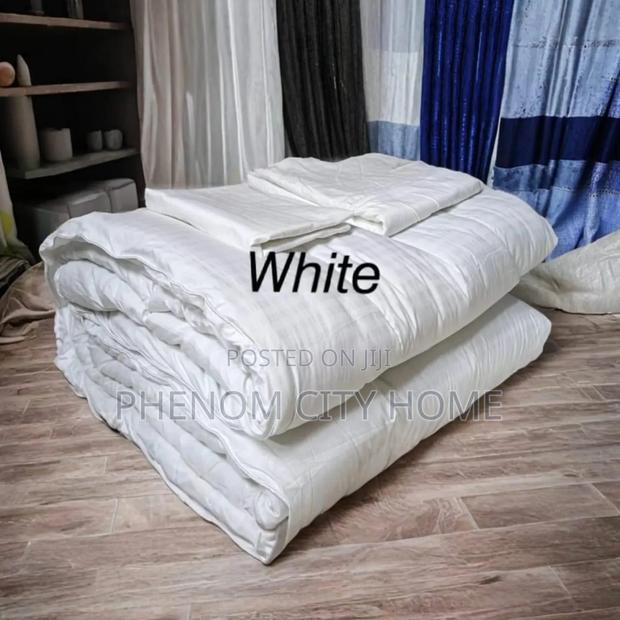 Navy Blue and White Binded Plain Duvet Set - thumbnail 2