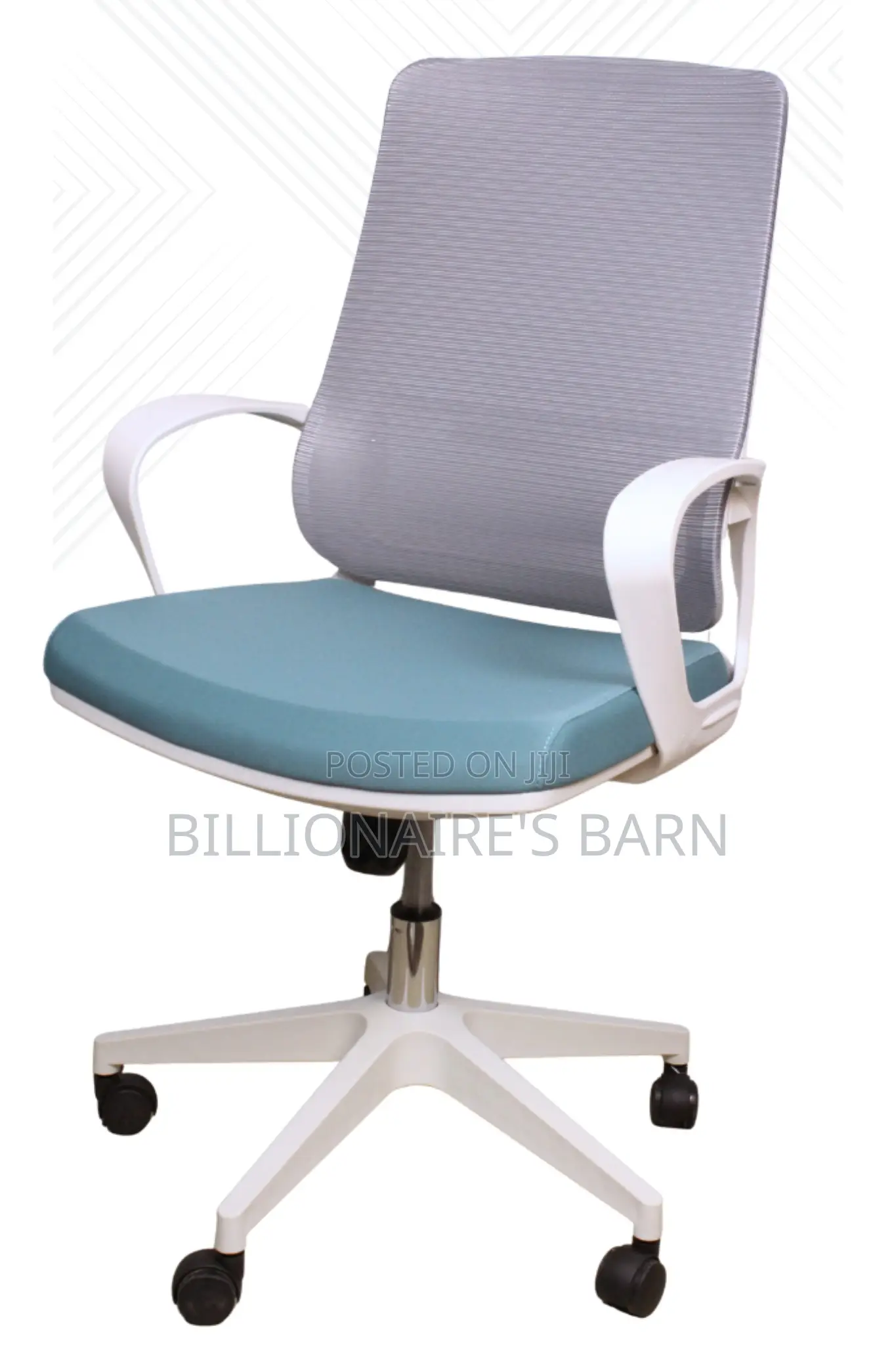 White Office Chair Back Mesh Arms Lumbar Support