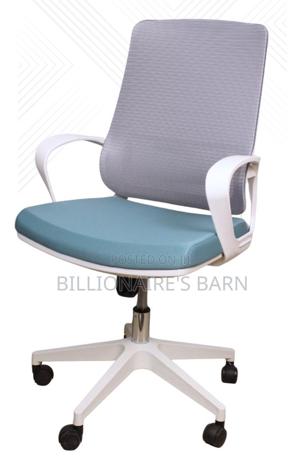 White Office Chair Back Mesh Arms Lumbar Support - thumbnail 2