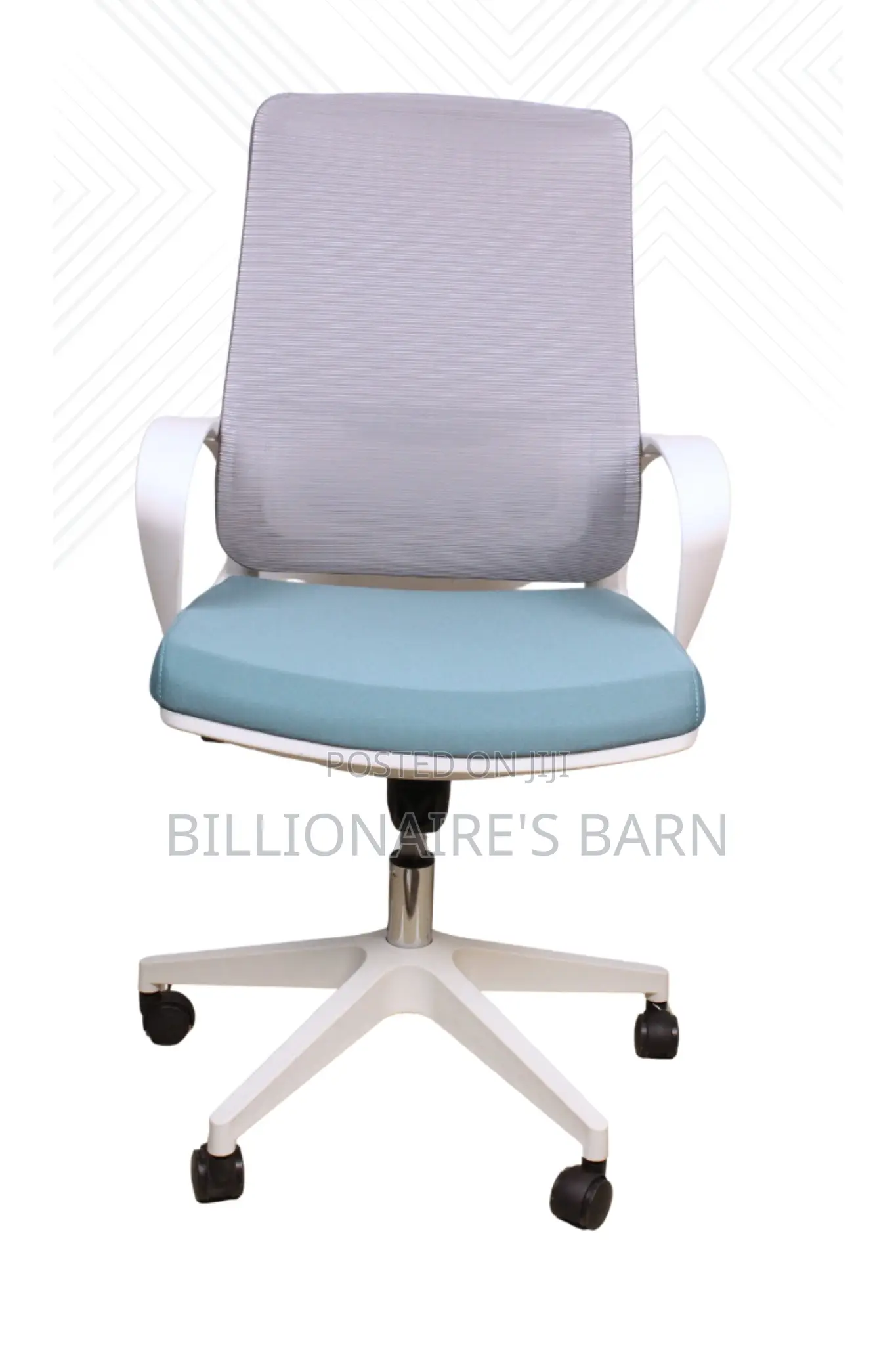 White Office Chair Back Mesh Arms Lumbar Support