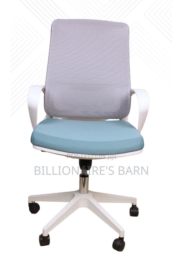 White Office Chair Back Mesh Arms Lumbar Support - thumbnail 3