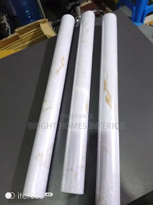 White Marble Contact Paper With Goldfish Brown Pattern