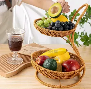 *3 Tier Handmade Unique Rattan Fruit Rack *