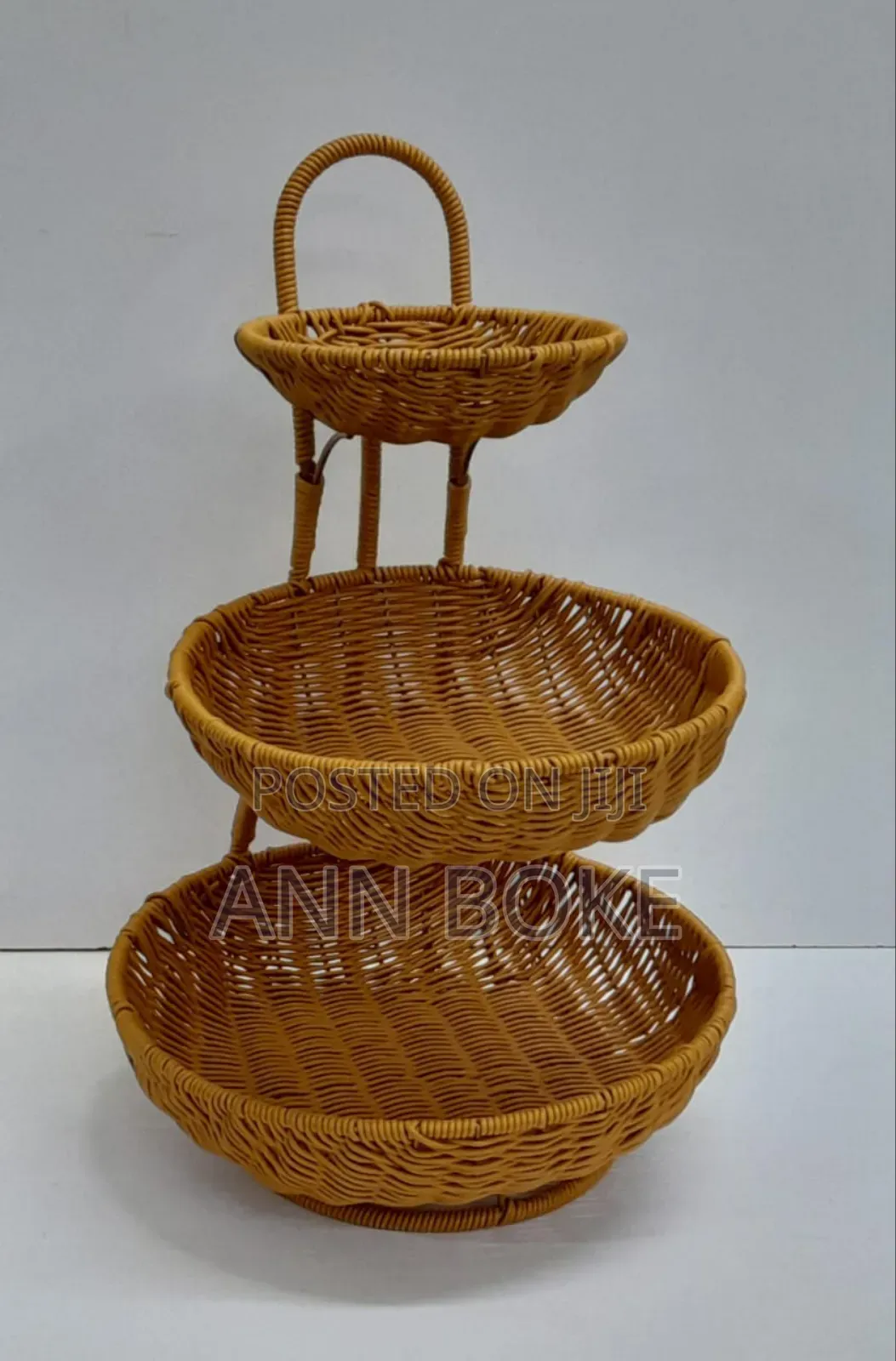 *3 Tier Handmade Unique Rattan Fruit Rack *