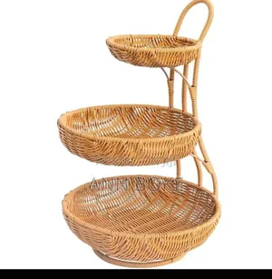 *3 Tier Handmade Unique Rattan Fruit Rack *