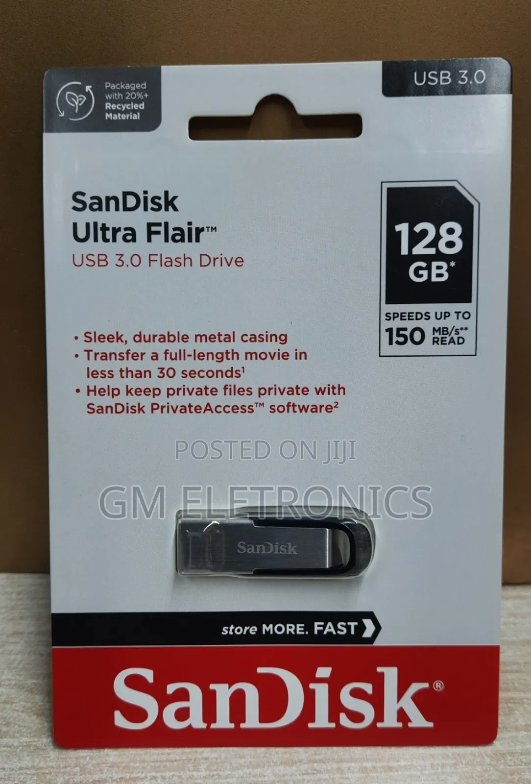 Sandisk Ultra Flair 128gb Usb 3.0 150 Mb/S Flash Drive - New