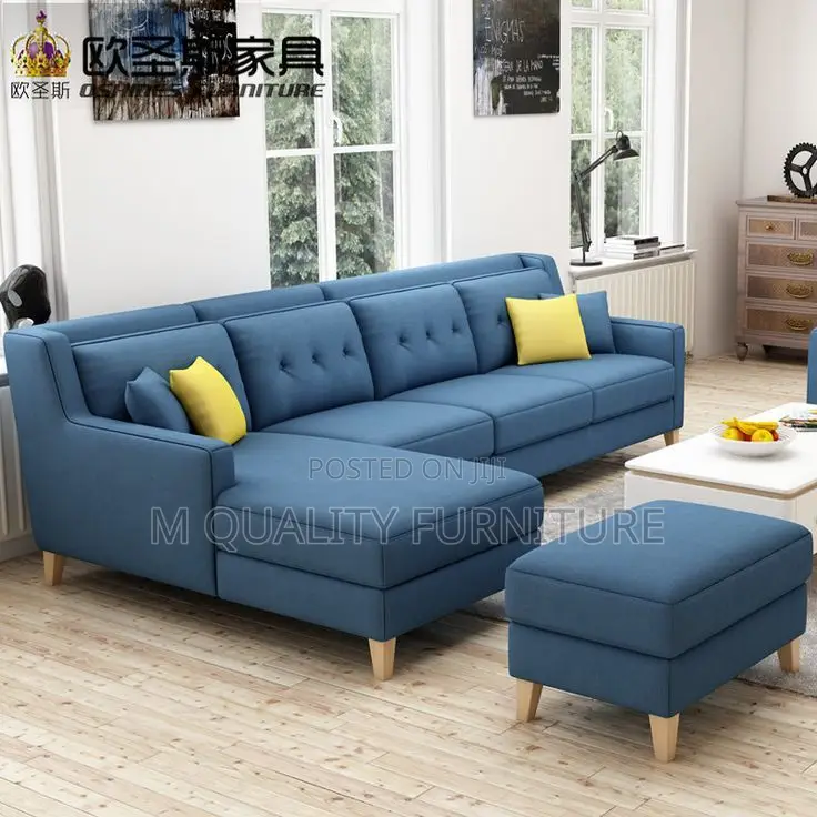Blue 7 Seater New Sofa With Ottoman