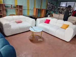 White Soft Cozy 5 Seater Sofa With Free Throw Pillows